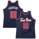 Men's Custom Navy Red-White Authentic Throwback Basketball Jersey