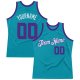 Men's Custom Teal Purple-White Authentic Throwback Basketball Jersey