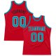 Men's Custom Red Teal-Black Authentic Throwback Basketball Jersey