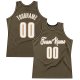 Men's Custom Olive White-Old Gold Authentic Throwback Basketball Jersey